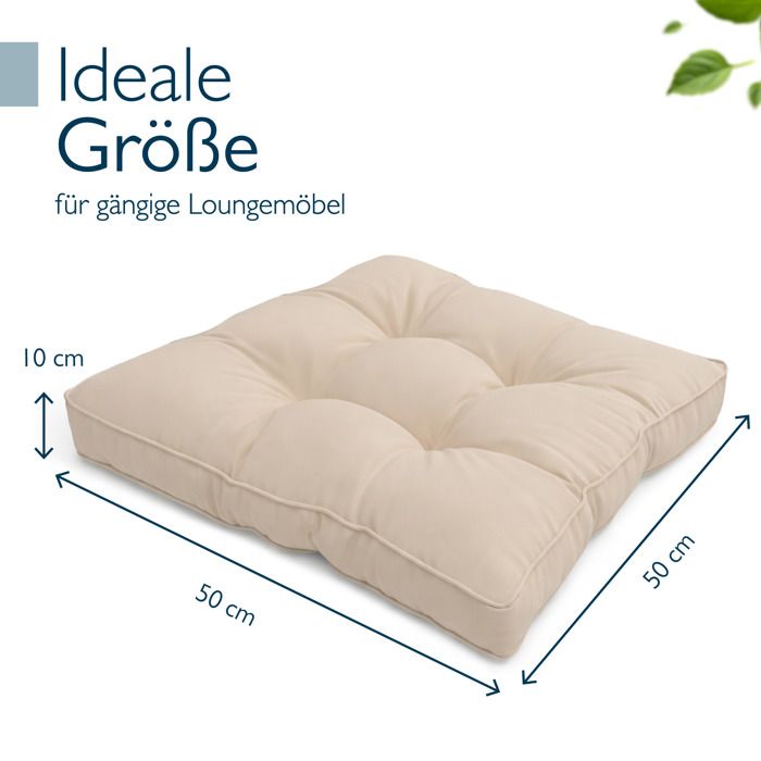 Coussin Lounge Beautissu Pour Extérieur - 70x70x10 Cm - Résistant à L’Eau - Remplissage Mousse - Idéal Jardin, Balcon, Terrasse