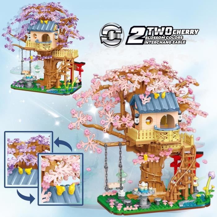 Mini Blocs Sakura – Maquette Architecture Chinoise Avec Cascade Et LED – Kit STEM Pour Adultes Et Ados Dès 14 Ans