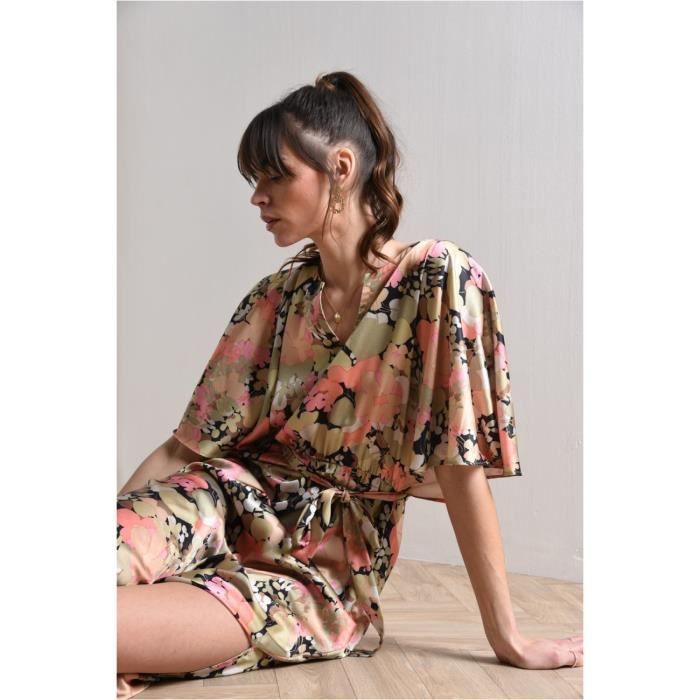 Robe satin e imprim e Molly bracken Femme Vert Cdiscount