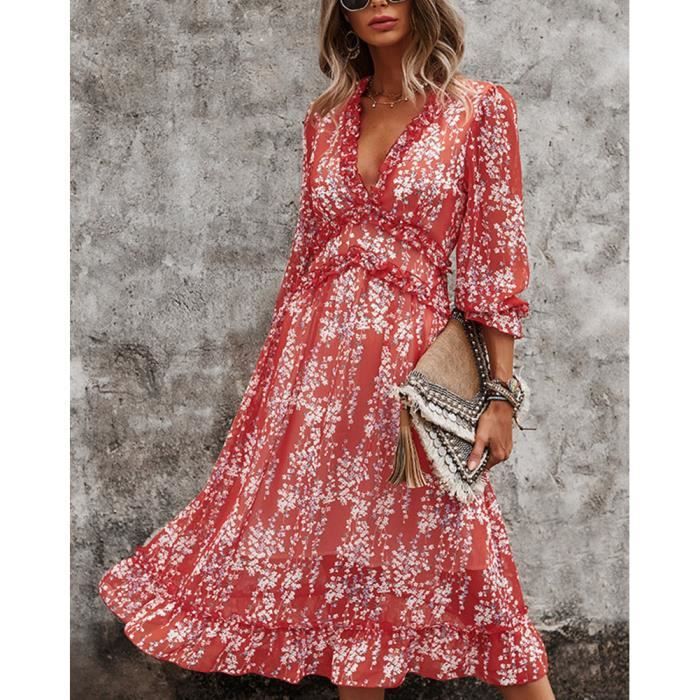 Robe fleurie mi longue sale