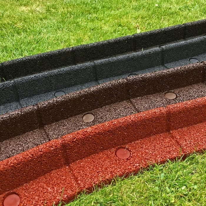 FlexiBorder Bordure De Jardin Flexible 4x1 M - Caoutchouc Recyclé, Courbes Jusqu'à 70°, Sécurité Tondeuse