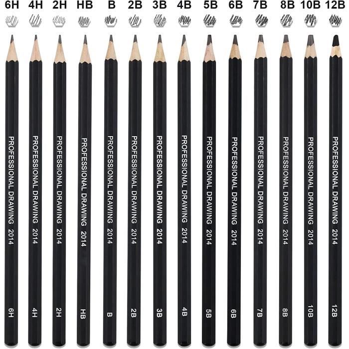 Faber-Castell-Crayons à dessin professionnels, crayons standard non  souples, fournitures d'art, HB, 2B, 4B, 6B, 8B, 10B, 12B, 14B, 8 pièces