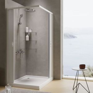Cabine De Douche En Verre De Sécurité ESG 70x70x180 Cm - Aluminium Noir