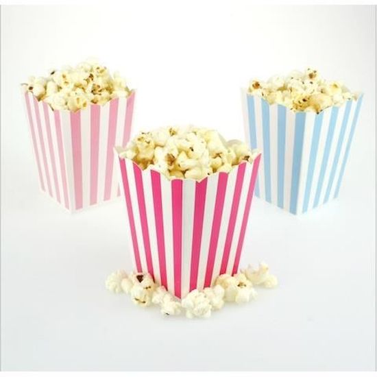 Sachet Pop Corn Motif Rayures Rose Cdiscount Maison