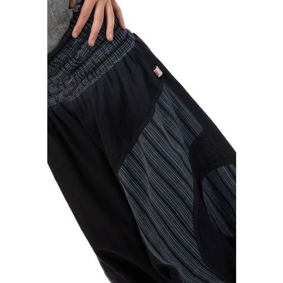 Pantalon Sarouel Enfant Noir Kidika – 100 % Coton Léger – Taille S à XXXL – Confort Zen Bouffant – Fabriqué Éthiquement En France
