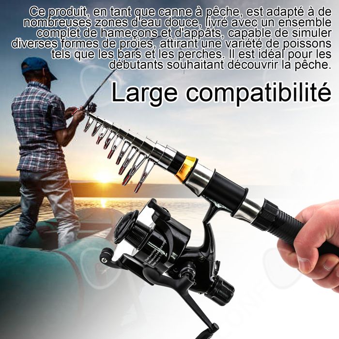Canne à Pêche Leurre En Fibre De Carbone 2,1 M - Ton ML, Portable 5 Sections, Pour Eau Douce Et Salée