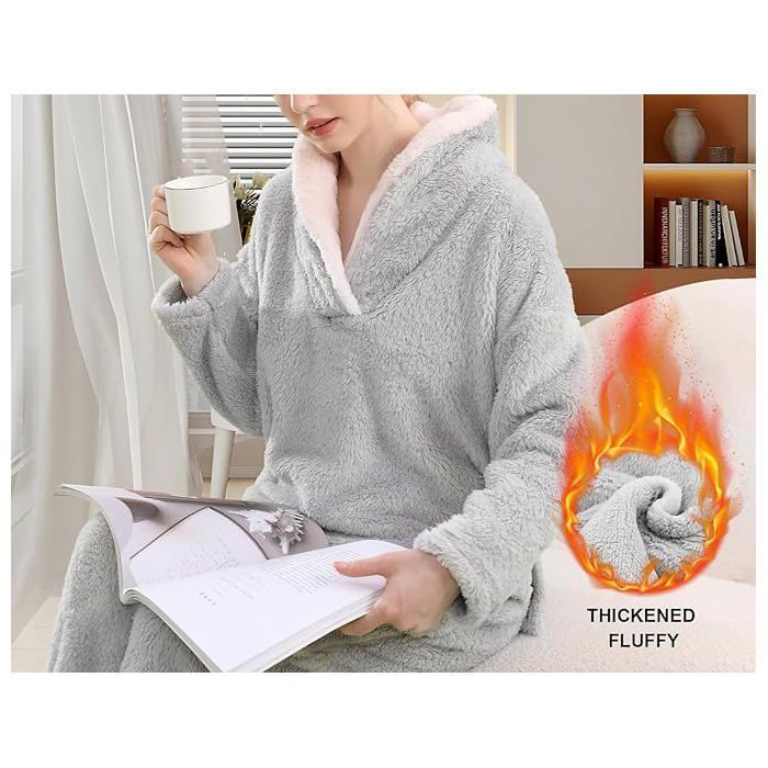 Pyjama Femme Hiver.Charmant en PILOU tout Doux Chaud & Confortable