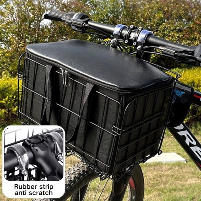 Panier De Vélo Pliable Avec Poche Intérieure Étanche – 34x23x20 Cm, Charge 18 Kg, Fixation Avant/Arrière, Pour Courses, Animaux Et Trajets