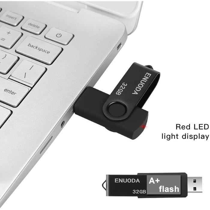 Clé USB 32 Go Stockage Mémoire Flash Rotation Disque Cle USB 2.0 pour Le  Stockage de Musique et des Dossiers, Lot de 5