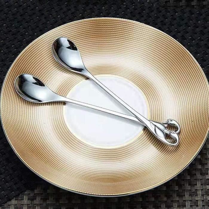 Ensemble Fourchettes à Fruits Cygne – 10 Fourchettes Acier Inox + Support Cygne Élégant Pour Desserts, Apéritifs, Mariages