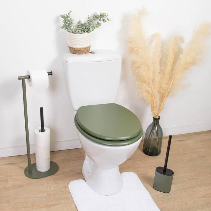 Abattant WC En Bois Vert Kaki Avec Kit De Fixation - Dimensions 37.5 X 46 Cm - TENDANCE