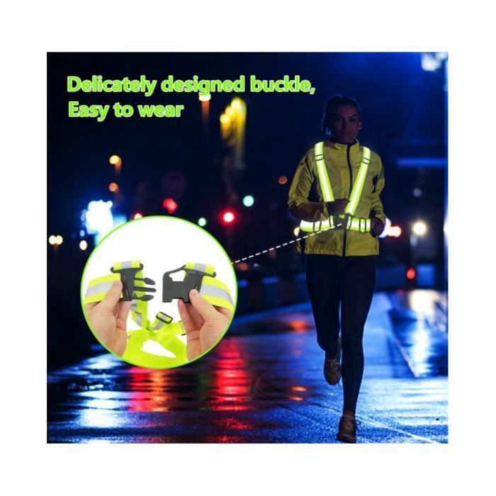Kit Gilet Réfléchissant Vélo + 4 Bracelets – 2 Gilets Fluorescents, Taille Réglable, 360°, Visibilité 300 M – Course, Moto, Randonnée
