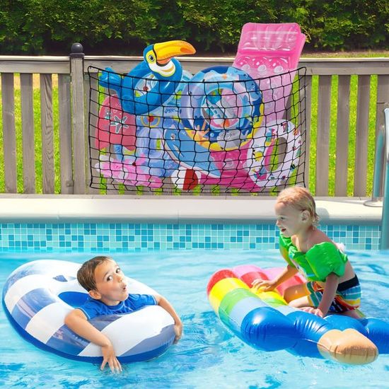 Wmqbjta Sac de Rangement pour Bouées de Piscine, Sac en Filet Respirant pour Jouets de Piscine, Pochette de Rangement pour Bord de Piscine