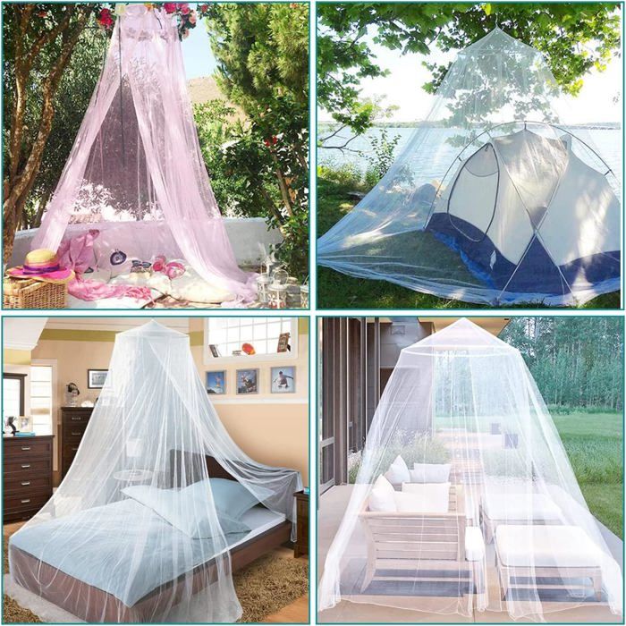 Moustiquaire De Lit,Adulte Tulle Blanc Ciel de lit,Universelle Double Tulle Tissu Moustiquaire Voyage Exterieure Pliable,Para Simple/Double Enfant lit