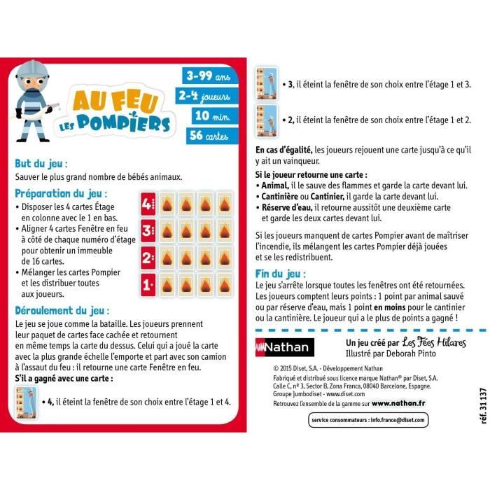 Nathan – Au Feu Les Pompiers – Jeu De Bataille Revisité – Sauve Les Bébés Animaux – Dès 3 Ans – 2 à 4 Joueurs