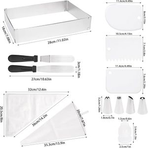 CHUIFAI Lot De 2 Moules Rectangulaires Pâtisserie Réglables En Acier Inoxydable - Extensibles Jusqu'à 50x35x8 Cm