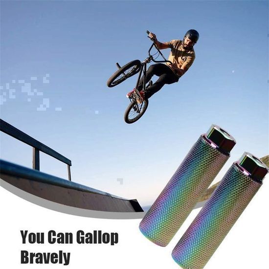 Paires De Pegs Vélo Vuwuma - Alliage Aluminium Bleu - Antidérapants - Montage Universel