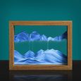 Type de cadre-Bleu - decoration maison Paysage de sable 3D en mouvement rotatif, cadre en bois, sable mouvant-0