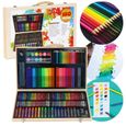 180 Pcs Kit de Dessin, SDLOGAL, Valise Portable, Incl Pastel, Aquarelle, Crayons Couleurs, pour enfant-0