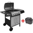 vidaXL Barbecue à gaz 4 + 1 zone de cuisson Noir et argenté-0