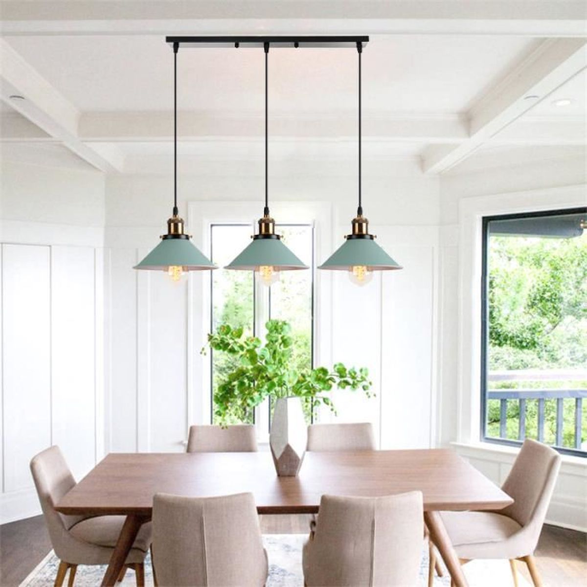 Suspension LED Hofstein Vintage - Bois Marron / Verre Satiné - Pour Salon, Salle à Manger