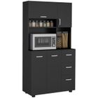 Armoire de cuisine - HOMCOM - 4 portes 3 tiroirs étagère + grand plateau - Bois - 89x39.5x168cm - noir