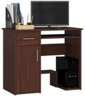 Bureau d'ordinateur AKORD JAY Wengé 90 cm 1 porte 1 tiroir façade Wengé 3 étagères 90x50x74 cm