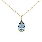 L'ATELIER D'AZUR Collier - Pendentif Or Jaune 18 Carats 750/000 - Zirconium Bleu Topaze - Chaine Dorée