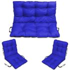 Coussin Dossier pour Banc de Jardin - SuperKissen24 - 100x50 cm et Appui 100x60 + 2X 48x96 cm - Bleuet