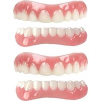 2 Pairs-Immédiat Prothèses Dentaires Cosmétiques Silicone Dentier Haut Et Bas Sourire Parfait, pour Homme Et Femme Amovible Naturel