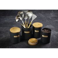 Kitchen Craft   Boîte à Thé avec Couvercle, Céramique, Noir, 9 x 12 x 16 cm  - MCSUGARCOP