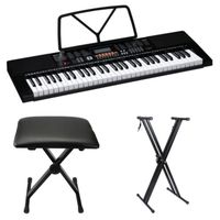 LALAHO - Kit complet 61 Touches piano numérique débutant avec support pour piano, banc de clavier rembourré et casque audio