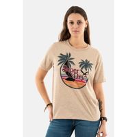 Tee shirt superdry outdoor stripe relaxed 2bg orange apricot ice marl