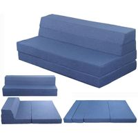 Matelas lit Fauteuil futon Pliable Pliant - Bleu - Mousse - 140x190cm