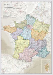BOUTON DE MANCHETTE Carte De France 42 X 59 Cm - Poster Les Régions & Départements Français Visités - + De 50 Ans D'Expérience Dans La Cartograp[u5770]