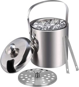 Seau à Glace En Verre Avec Pince Inox - Capacité 900 Ml - Pour Vin, Champagne, Cocktails - Bar, Fête, Maison - 7