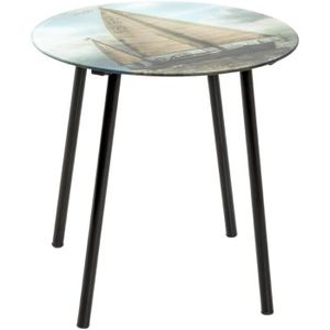 TABLE BASSE Table Basse, Métal, Motif Noir, Ø 40 X H 41 cm.[G814]