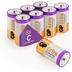 PILES Piles C Lot de 8 Piles | Extra | Batteries Alcalines Type C Baby lr14 1,5v - Longue A43