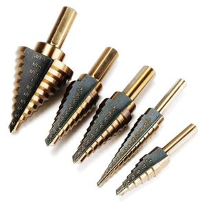 5Pcs Large Cobalt Foret Fraises à Étages Conique HSS Drill Titane