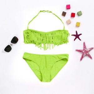 Baby Girls Tassel Tournesol Imprimer Summer Swimwear Maillot de bain bikini tenues 2PCS N 