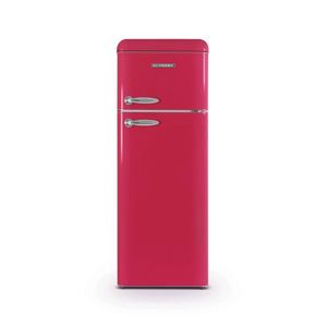 RÉFRIGÉRATEUR CLASSIQUE SCHNEIDER - SCDD208VHAW - Réfrigérateur 2 portes Vintage - 211L (172+39) - Froid statique - 3 clayettes verre - Rose grenat