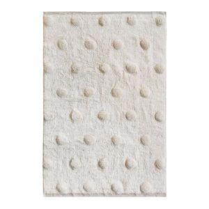 TAPIS DE COULOIR KIDS BIG DOTS - Tapis 100% coton motifs gros pois en reliefs naturel chambre enfant 100 cm x 150 cm Beige