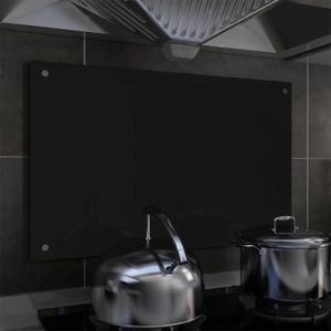 CREDENCE Dosseret de cuisine en verre trempé noir 80x50 cm - ZJCHAO - Protection anti-éclaboussures - Facile à nettoyer