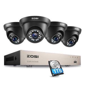 CAMÉRA DE SURVEILLANCE ZOSI H.265+ Kit Caméra Surveillance Extérieure, 8CH 5MP Lite DVR et 4pcs 2MP Caméra de Surveillance Extérieure, Alerte Instantanée