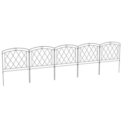 Outsunny Set van 5 metalen omheiningspanelen, tuinrand, voor bloembed