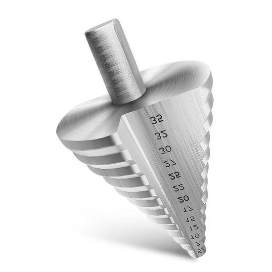 Foret étagé Conique HSS Titan - 6 à 60 Mm, Acier Rapide, Pour Métal, PVC, Panneaux, Longueur Manche 13 Mm