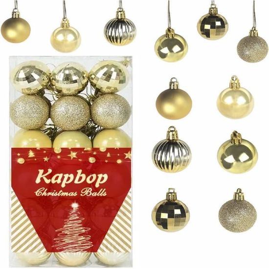 Boules de Noël36 Pièces Boule Sapin de Noel4cm Petite Boule de Noel Kit