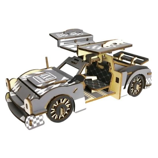 1 pc Kit de Puzzles Cool véhicule en bois 3D bricolage assemblage puzzle jouets éducatifs Simulation modèle Woodcraft pour  PUZZLE