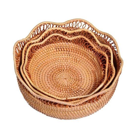 Luxshiny Corbeille à Pain En Osier Tissé - Panier Ovale En Rotin Marron (35x12 Cm) Pour Cuisine, Restaurant & Salle à Manger