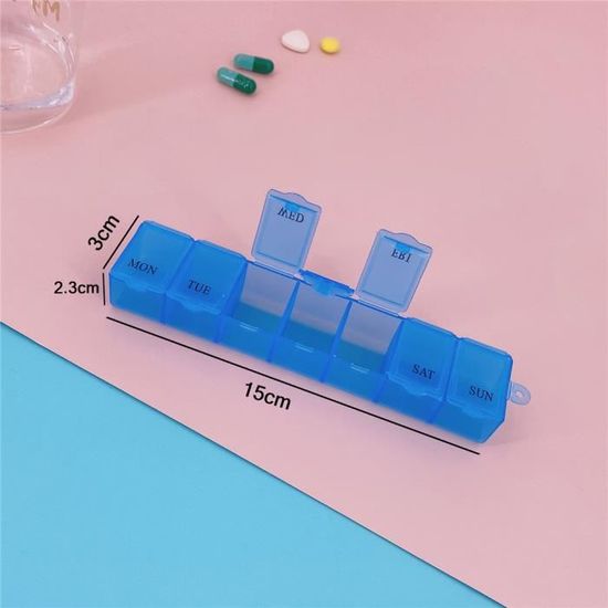 Pilulier Hebdomadaire Avec 4 Compartiments - Couleur Bleu - Marque Euroweb, Neuf